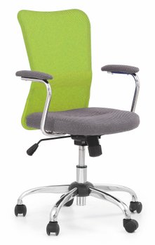 Кресло компьютерное Andy механизм Tilt, хромированный металл/ткань зеленый, сетка черный Halmar Польша