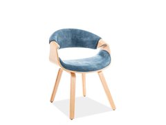М'які крісла фото Дизайнерський стілець у вітальню DAKOTA SIGNAL дерев'яний із сірим велюром Польща - artos.in.ua