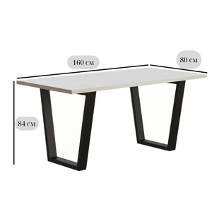 Прямокутний обідній стіл Ріо завширшки 160х80 см, виготовлений зі світлого артвуду та має чорні ніжки фото - artos.in.ua