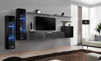 Комплект мебели в гостиную ASM Switch XI 27 ZG SW 11 Черный/Графит из Польши