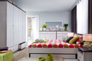 Комплект мебели в спальню Porto BRW светлая лиственница сибиу / сосна ларико Польша