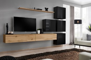 Комплект мебели в гостиную ASM Switch IX WTS SW 9 Дуб Вотан/Черный из Польши