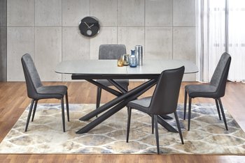 Стол обеденный раскладной в гостиную, кухню Capello 180(240)x95 стекло темно-серый/сталь черный Halmar Польша