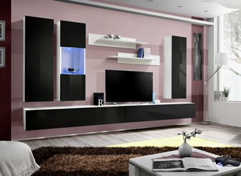 Комплект мебели в гостиную ASM FLY E 23 WS FY E5 Белый матовый/Черный глянцевый из Польши