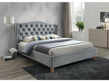 Двоспальне ліжко з м'яким узголів'ям Aspen 160 x 200 SIGNAL сірий велюр Польща