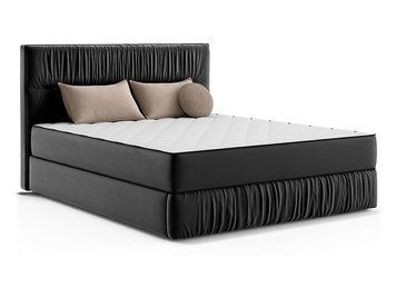 Ліжко континентальне BRW Liria 180&times;200 &mdash; чорний, тканина Velvet 216.26, з матрацом, з основою, з коробом для зберігання фото - artos.in.ua