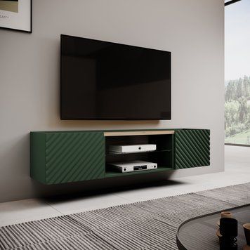 Тумба під телевізор CAMA ONDA 180 &mdash; Зелений, з рифленими фасадами фото - artos.in.ua