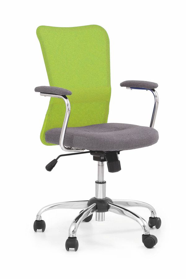 Крісло комп'ютерне Andy механізм Tilt, хромований метал / тканину зелений, сітка чорний Halmar Польща