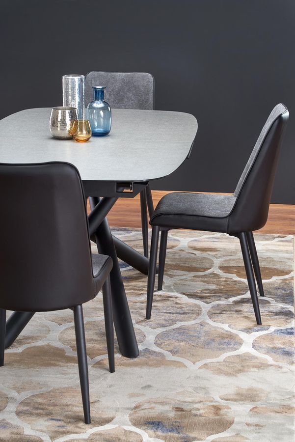 Стол обеденный раскладной в гостиную, кухню Capello 180(240)x95 стекло темно-серый/сталь черный Halmar Польша