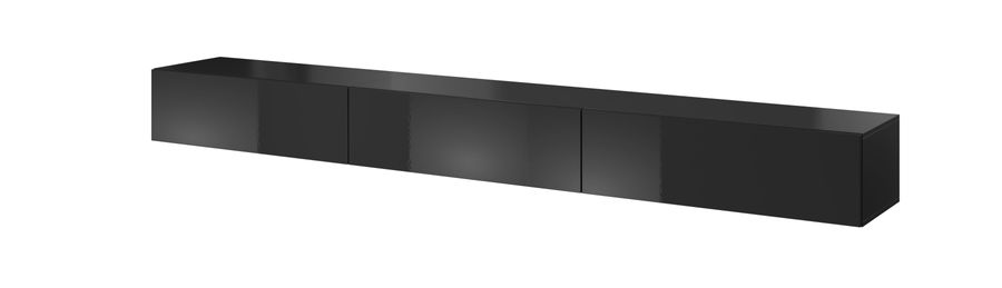 Длинная тумба под телевизор CAMA Vigo 300 в современном стиле Черный мат/Черный глянец (Польша)
