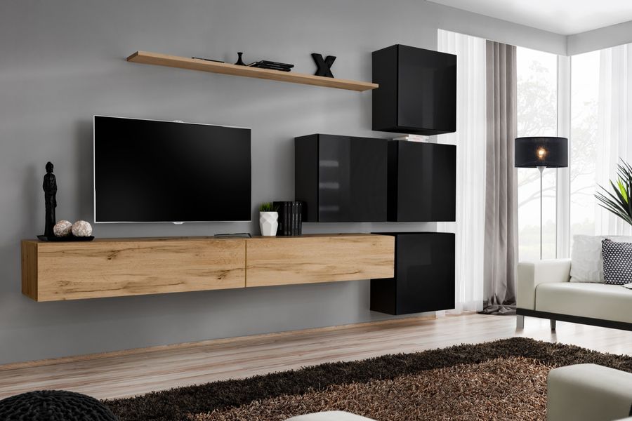 Комплект мебели в гостиную ASM Switch IX WTS SW 9 Дуб Вотан/Черный из Польши