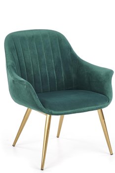 Кресло для отдыха в гостиную Elegance 2 сталь золотой/бархатная ткань темно-зеленый Halmar Польша
