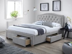 Двоспальні ліжка фото Двоспальне ліжко з висувними ящиками ELECTRA SIGNAL 180x200 сіра тканина Польща - artos.in.ua