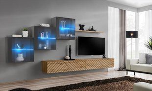 Комплект мебели в гостиную ASM Switch XX GWTL SW 20, графит / дуб Wotan, фрезерованные фасады фото - artos.in.ua