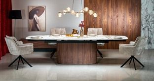 Стол обеденный раскладной FLAVOR 200&ndash;300&times;100&times;77 см бежевый мрамор фото - artos.in.ua