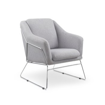 Кресло для отдыха в гостиную, кабинет Soft сталь хром/ткань светло-серый Halmar Польша