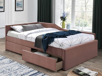 Ліжко з оксамитовою оббивкою з ящиками ELIOT 120x200 Signal - античний рожевий Польща