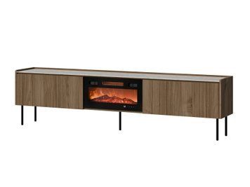 Тумба под телевизор с камином CAMA ROYAL RTV 210 2D EF орех Royal / травертин фото - artos.in.ua