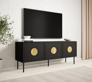Тумба под телевизор CAMA PALAZZO 150 3D &mdash; черный мат / дуб крафт фото - artos.in.ua