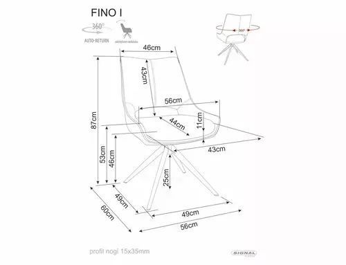 Стілець Fino I Leo кашемір Signal 56&times;87, світло-бежевий, тканина Leo фото - artos.in.ua