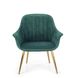 Крісло для відпочинку в вітальню Elegance 2 сталь золотий / оксамитова тканина темно-зелений Halmar Польща