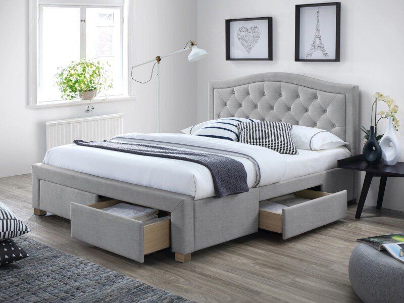 Двуспальная кровать с выдвижными ящиками ELECTRA SIGNAL 180x200 серая ткань Польша