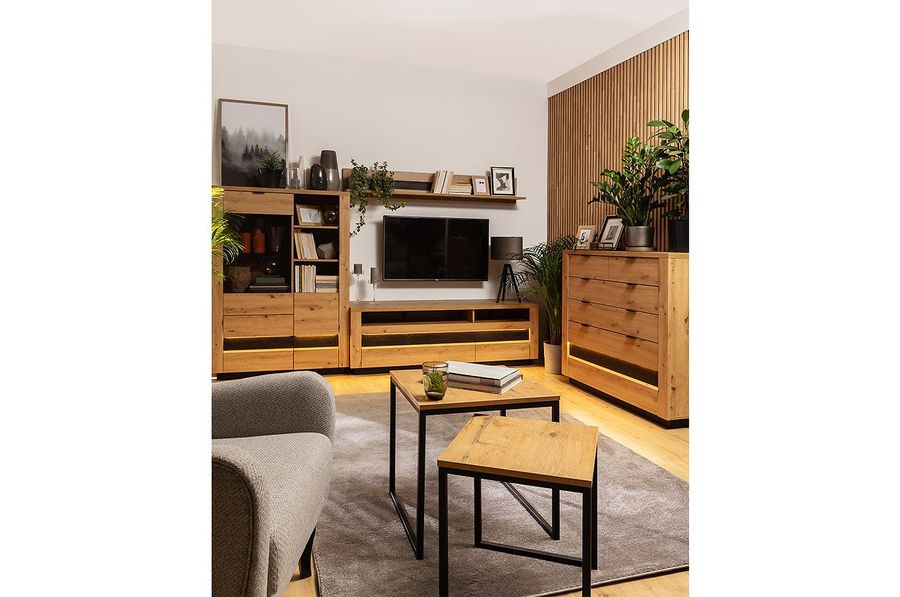 Комплект мебели в гостиную Ostia BRW ремесленный дуб / черный дуб Польша