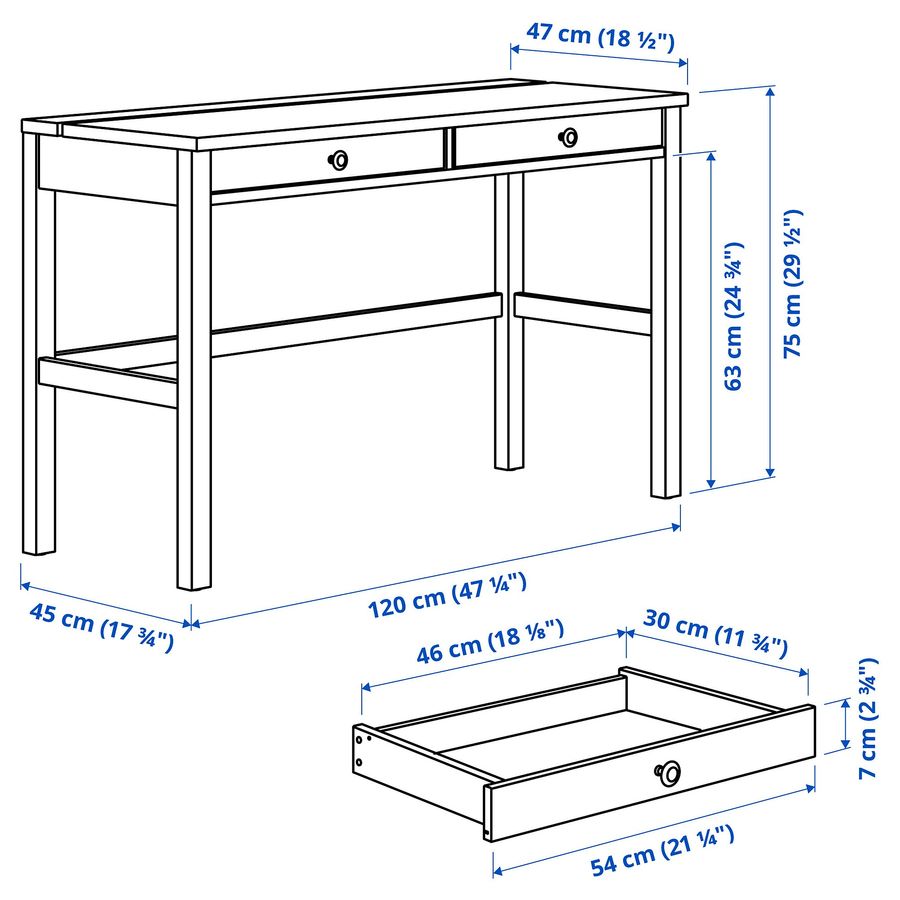 ИКЕА Стол с 2 выдвижными ящиками HEMNES ХЕМНЭС, 305.349.54 фото - artos.in.ua