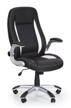 Крісло для кабінету Saturn механізм Tilt, метал сірий / перфорована екошкіра чорний Halmar Польща