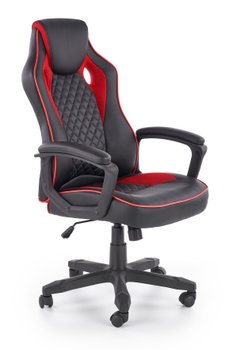 Крісло для кабінету Baffin механізм Tilt, пластик чорний / екошкіра чорний з червоним Halmar Польща