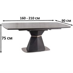 Обідні столи в вітальню фото Дизайнерський обідній стіл із керамічною стільницею CORTEZ 160x90 SIGNAL Чорний Польща - artos.in.ua