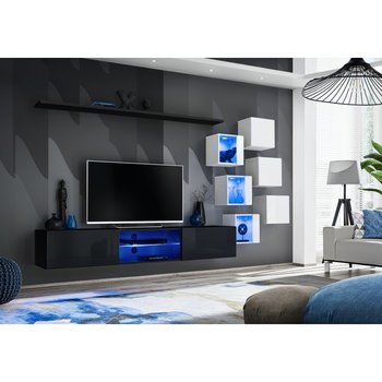 Комплект мебели в гостиную ASM Switch XXI 26 ZW WS 21 Черный матовый/Белый глянцевый из Польши