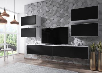 Модульна стінка CAMA ROCO 2 &mdash; Білий мат / Чорний мат фото - artos.in.ua