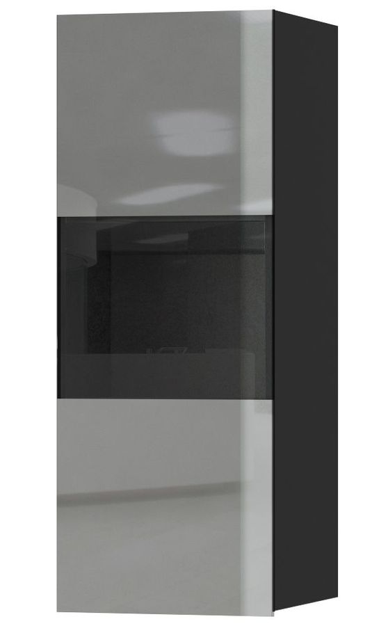 Пенал навесной 1 дв. (стекло) Л/П Helvetia Helio черный/серое стекло 24WXJW07