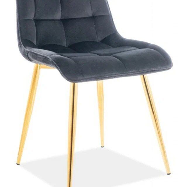 Кухонний стілець Chic Signal 47&times;41&times;87, чорний, велюр, золоті ніжки фото - artos.in.ua