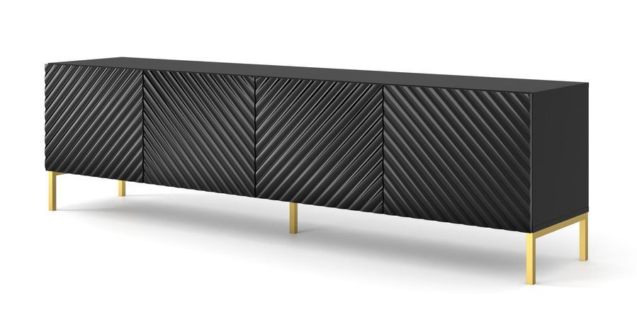 Тумба під телевізор глянець SURF 200 чорна з золотими ніжками BIM FURNITURE фото - artos.in.ua