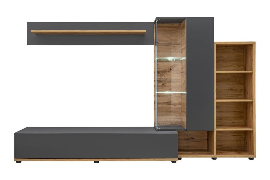 Стінка у вітальню ASM Silk II ANWT SK2, антрацит, Wotan антрацит PVC фото - artos.in.ua