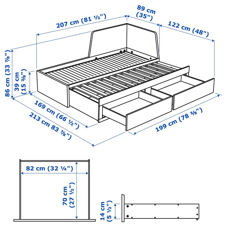 ИКЕА Кушетка с 2 ящиками FLEKKE ФЛЕККЕ, 694.959.42 фото - artos.in.ua