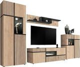 Стінка у вітальню ASM Cross HJZ CS, 330 см, Hickory Jackson / чорний, LED фото - artos.in.ua
