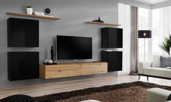 Комплект мебели в гостиную ASM Switch IV SWT SW 4 Черный/Дуб Вотан из Польши