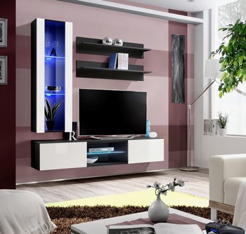 Комплект мебели в гостиную ASM FLY S 23 ZW FY S2 Черный матовый/Белый глянцевый из Польши