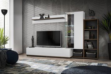 Стенка в гостиную ASM Silk II PEW SK2, белый, Perla Elm / белый глянец фото - artos.in.ua