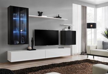Комплект меблів у вітальню ASM Switch XII 26 ZW SW 12, чорний матовий, білий глянцевий фото - artos.in.ua