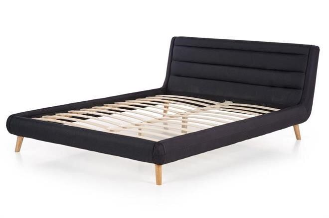 Ліжко полуторная дерев'яна з м'яким узголів'ям Elanda 140x200 тканину темно-сіра Halmar Польща (з каркасом, без матраца)