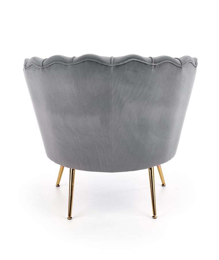 Кресло для отдыха в гостиную, спальню Amorinito сталь золотой/бархатная ткань серый Halmar Польша