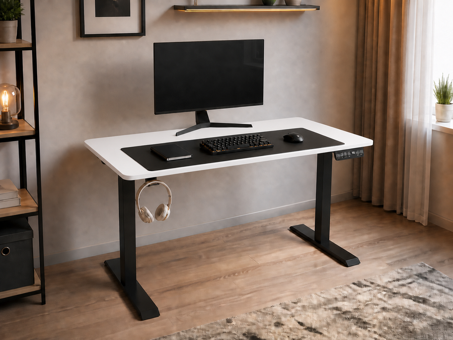 Стол с электрической регулировкой высоты ARTOS DESIGN Axis 136&times;66 см с игровым ковриком &mdash; Белый фото - artos.in.ua
