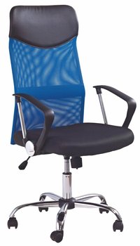 Кресло офисное Vire механизм Tilt, хромированный металл/мембранная ткань черный, сетка синий Halmar Польша