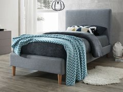 Односпальні ліжка фото Ліжко односпальне SIGNAL Acoma 90x200 із міцної сірої тканини на дерев'яних ніжках ПОЛЬЩА - artos.in.ua