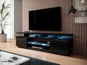 Тумба під телевізор Cama Eva чорний глянець фото - artos.in.ua