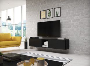 Тумба під ТВ CAMA Roco 10 в стилі хай-тек 37x187x39 Чорний мат/Чорний мат фото - artos.in.ua